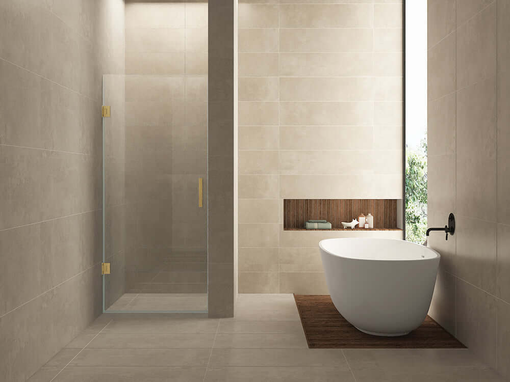 Wiesbaden Less 70x200 cm Nisdeur 8 mm Nano Helder Glas Geborsteld Messing