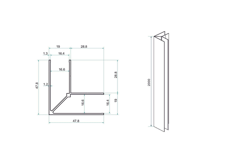 Wiesbaden Horizon Koppelset voor Inloopdouche met Nisdeur 200x4,7 cm Mat Zwart