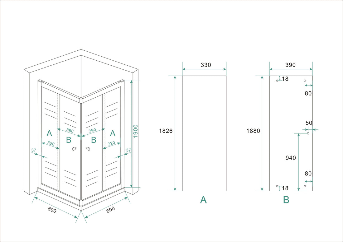 Actie Hoekinstap Douchecabine Wiesbaden 80x80x190 cm 5 mm Helder Glas