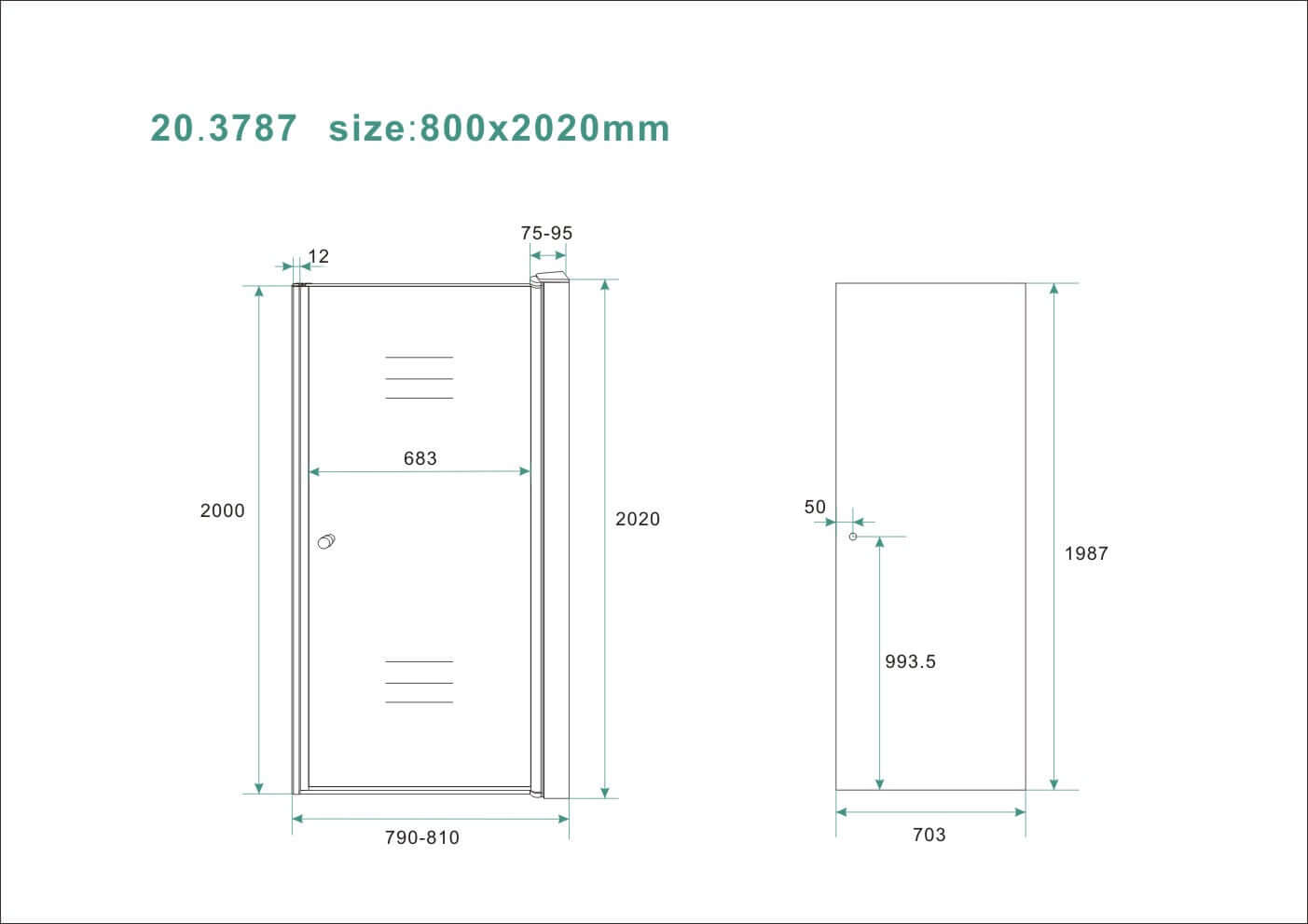Wiesbaden Nisdeur met Rookglas Profiel 80x202 cm 8mm Nano Coating