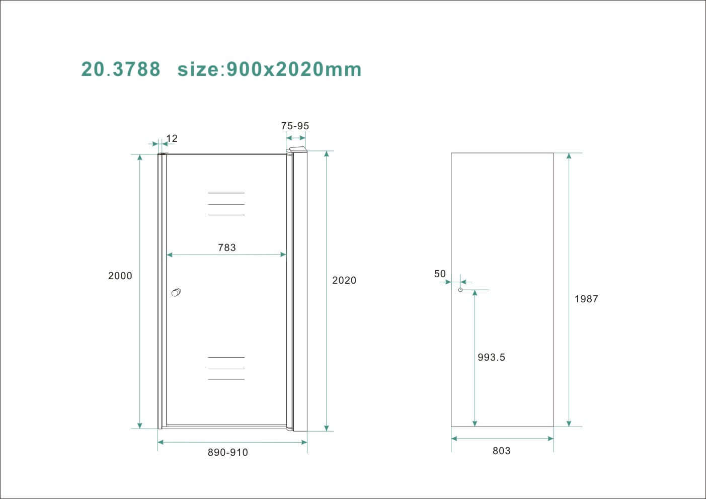 Wiesbaden Nisdeur met Rookglas Profiel 90x202 cm 8mm Nano Coating