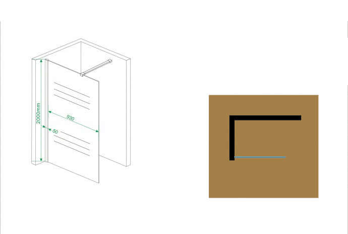 Douchewand Wiesbaden 100X200Cm met 10Mm Nano Coating