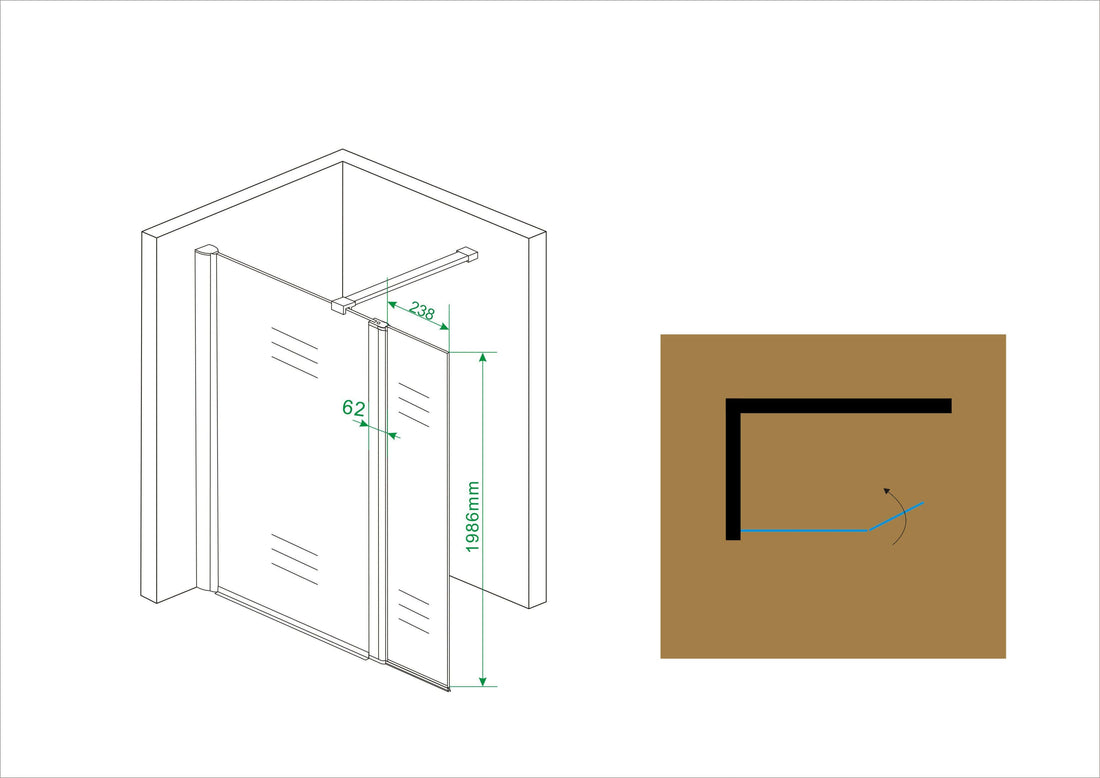 Wiesbaden Zijwand 30X200 Cm met Scharnierprofiel 10Mm Nano Glas