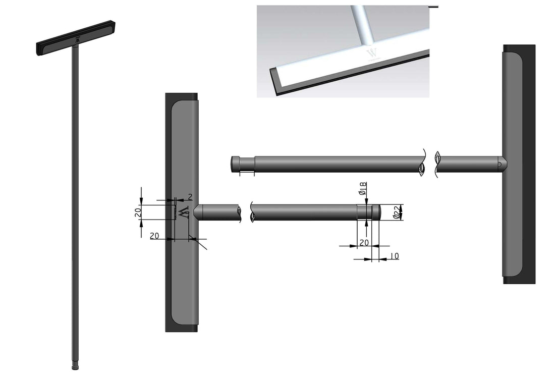 Wiesbaden Luxe Badkamer Vloerwisser met RVS Ophanging