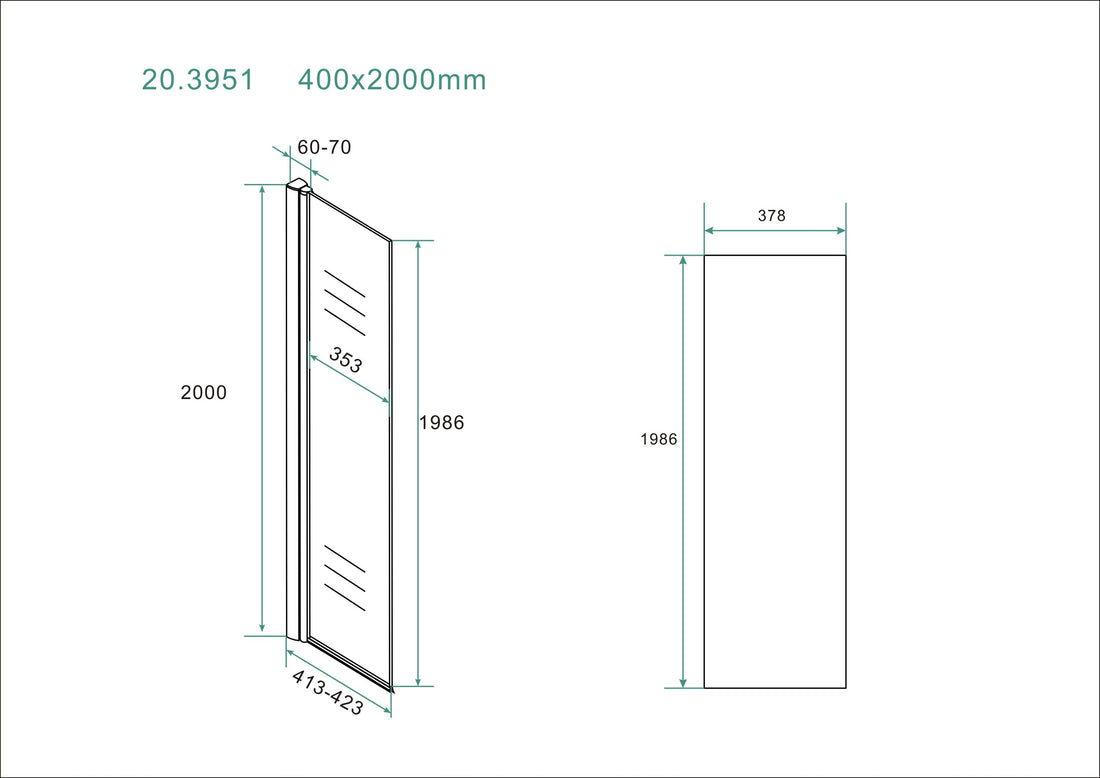 Wiesbaden Opklapbare Zijwand 40 cm met Wandprofiel Nano 10 mm