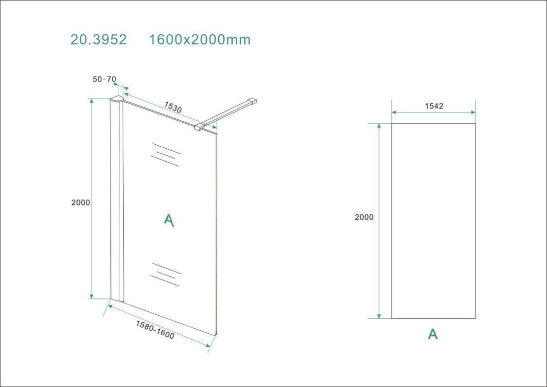 Actie Wiesbaden Douchewand Nano Coating Helder 160x200 Inloopdouche