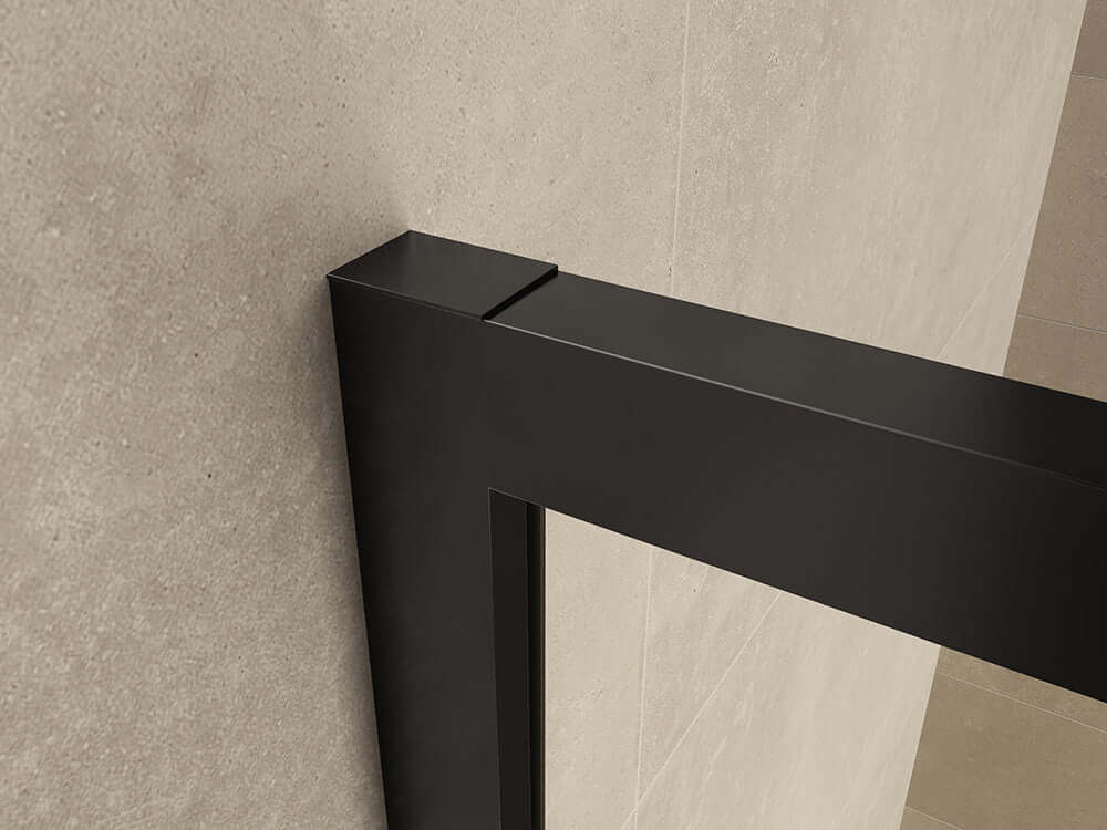 Zwarte inloopdouche Wiesbaden met handdoekbeugel 120x200 cm, 10 mm nanocoating