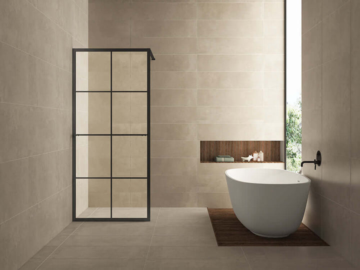 Zwarte inloopdouche Wiesbaden met handdoekbeugel 120x200 cm, 10 mm nanocoating