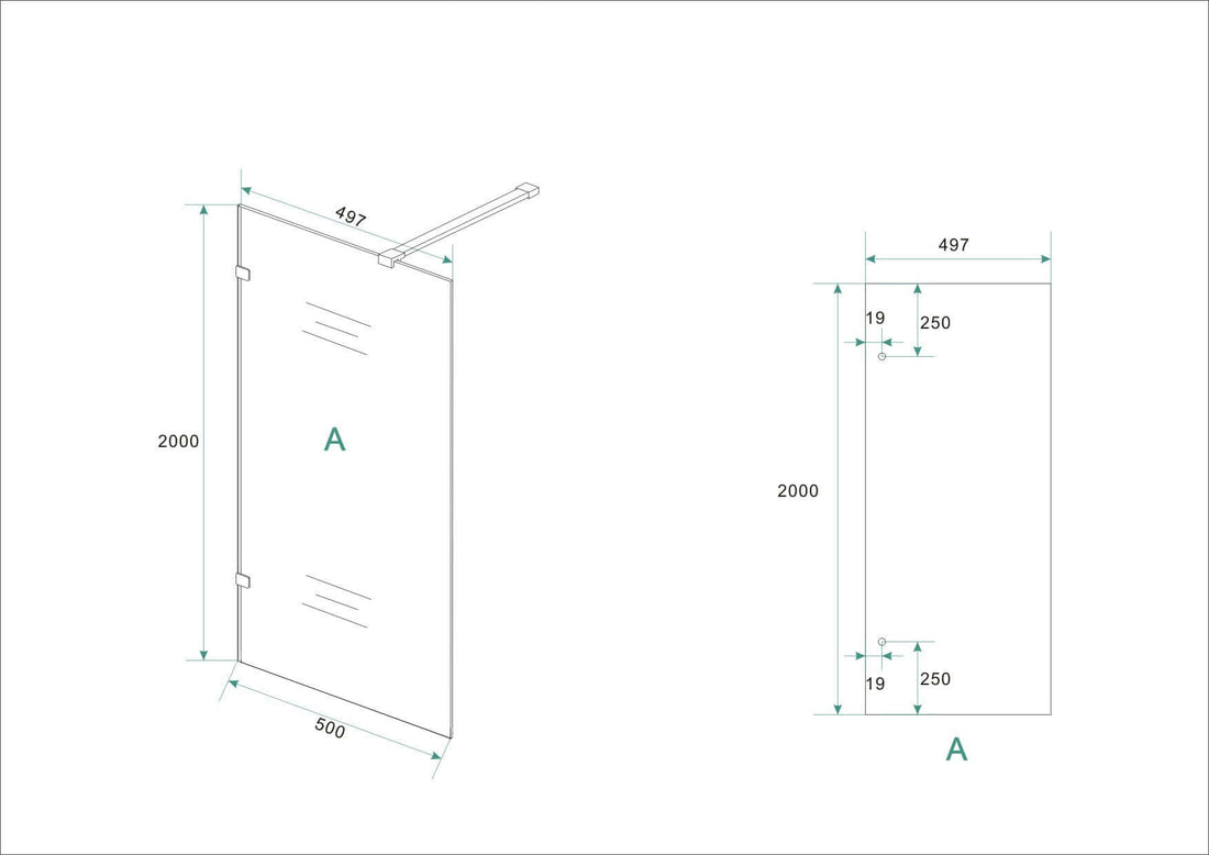 Profielloze inloopdouche Wiesbaden 50X200 Cm met 8 mm nanoglas