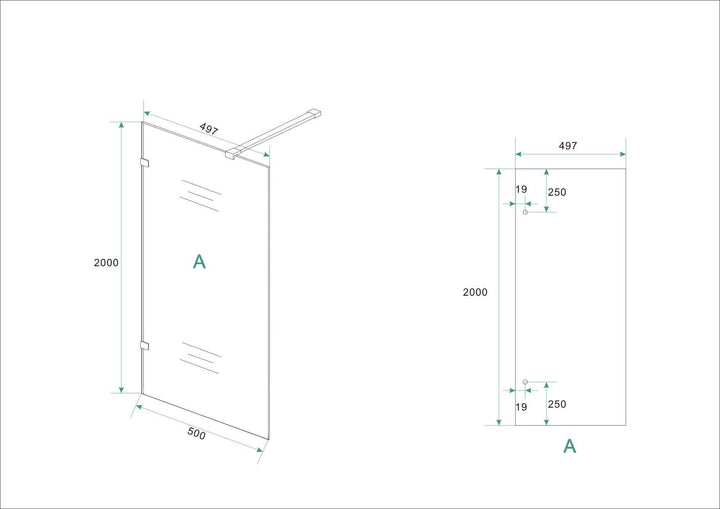 Profielloze inloopdouche Wiesbaden 50X200 Cm met 8 mm nanoglas