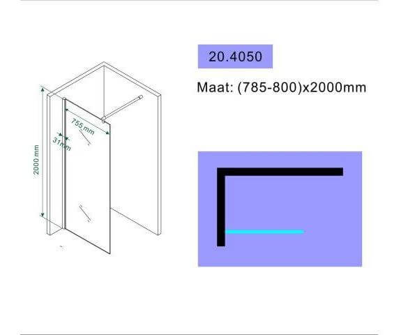 ACTIE Wiesbaden Douchewand | Nano Coating | Chroom | Inloopdouche (Alle Maten)