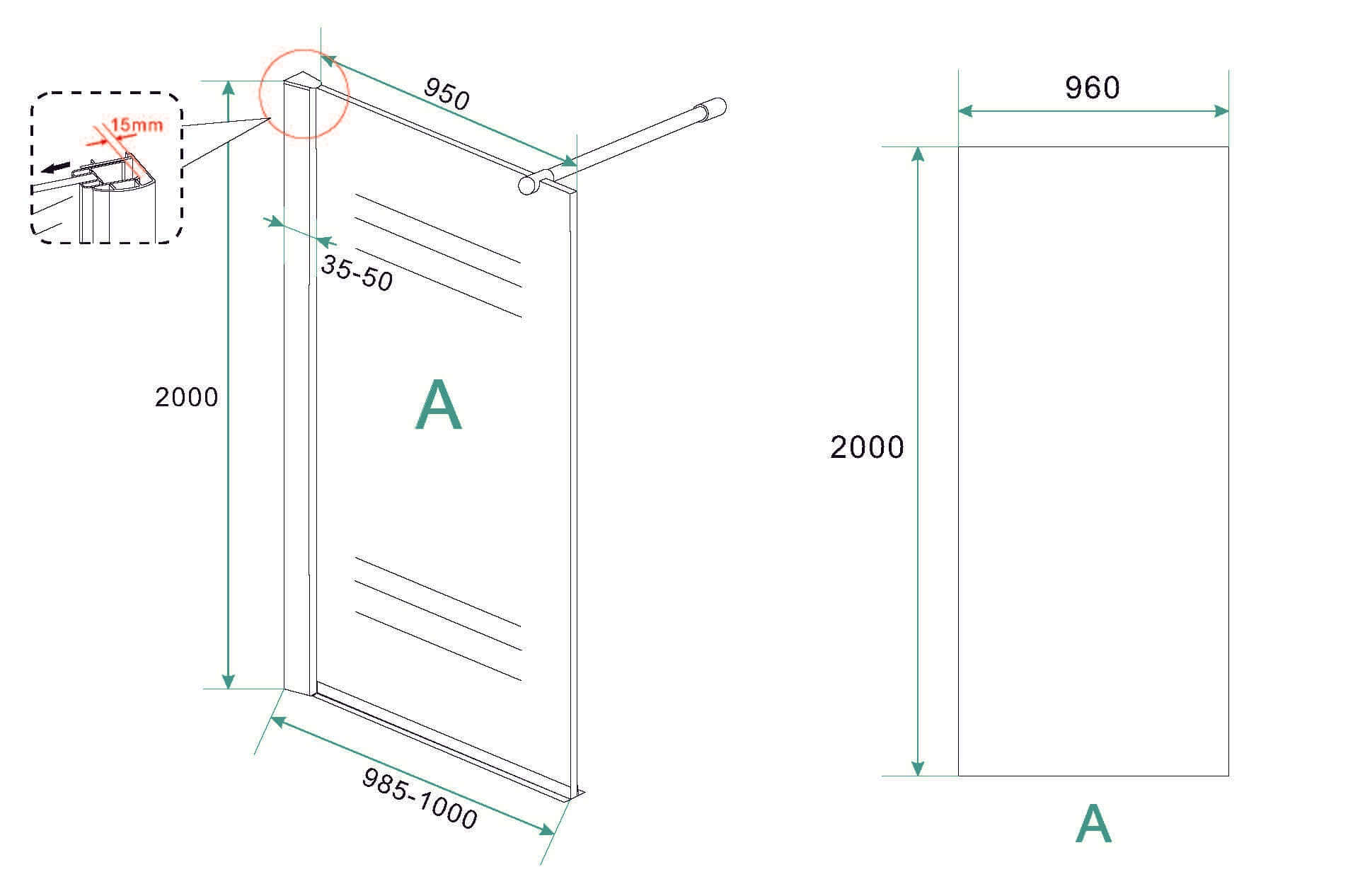 Actie Wiesbaden Douchewand met Nano-coating, Helder, 100X200 Cm, Inloopdouche