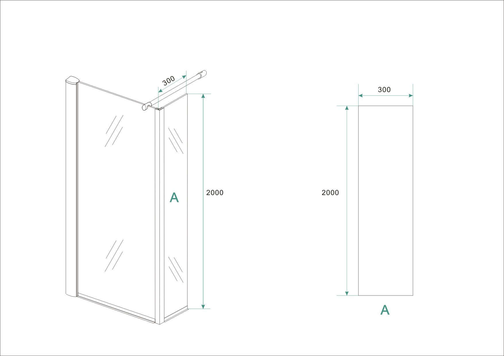 Actie Zijwand Wiesbaden Hoekprofiel 30x200 cm Nano Coating 8 mm