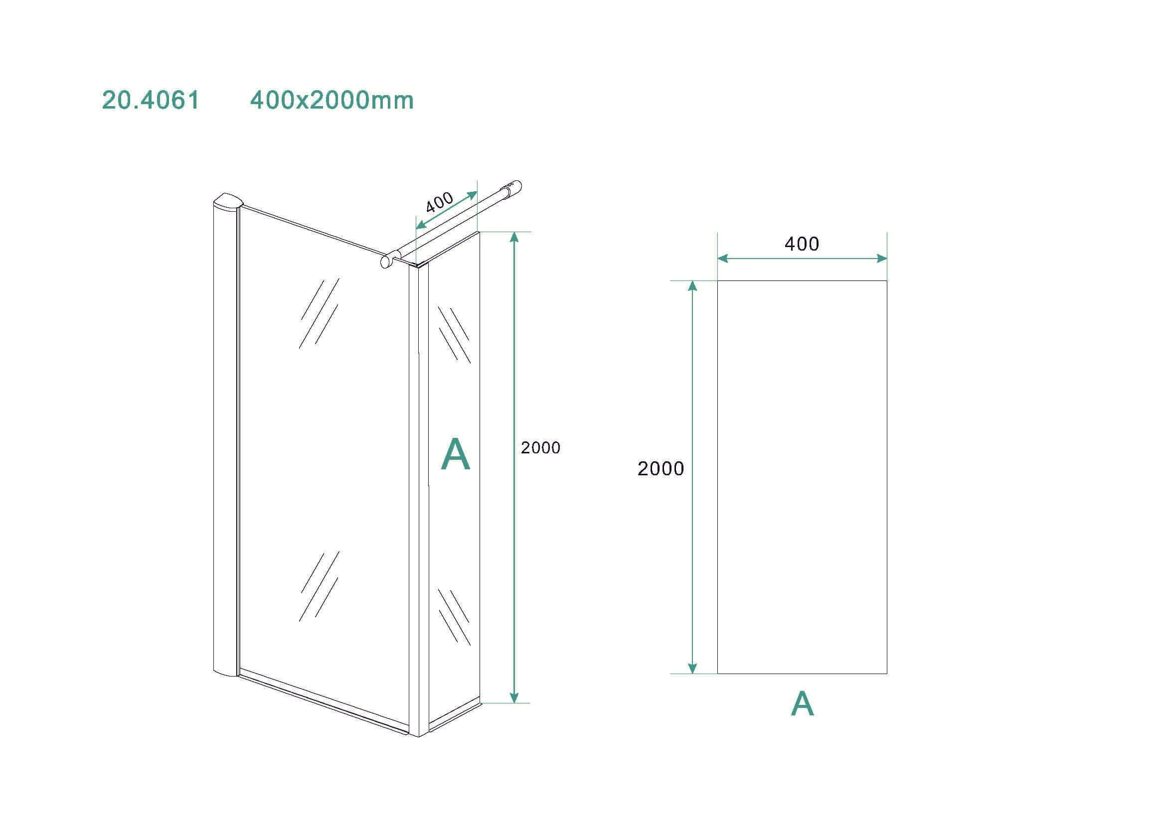 Actie Zijwand Wiesbaden Hoekprofiel 40x200 cm Nano Coating 8 mm