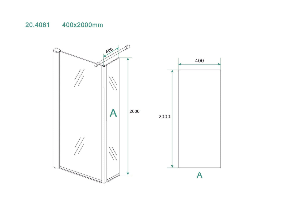 Actie Zijwand Wiesbaden Hoekprofiel 40x200 cm Nano Coating 8 mm
