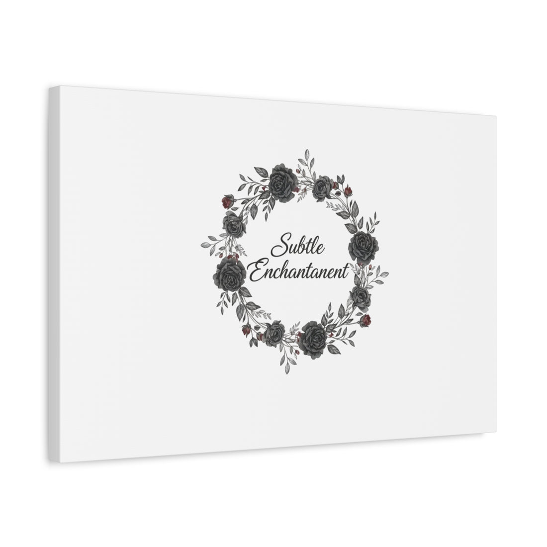 Moon Rose Wreath Canvas, Romantic Gothic Lite, Soft Goth Floral Wall Art