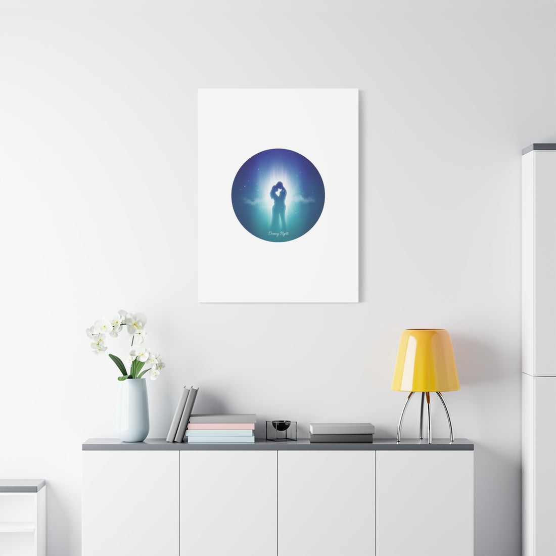 Dreamy Nightscape Canvas | Afterlight Atmospheric Print, Luminous Night Bloom