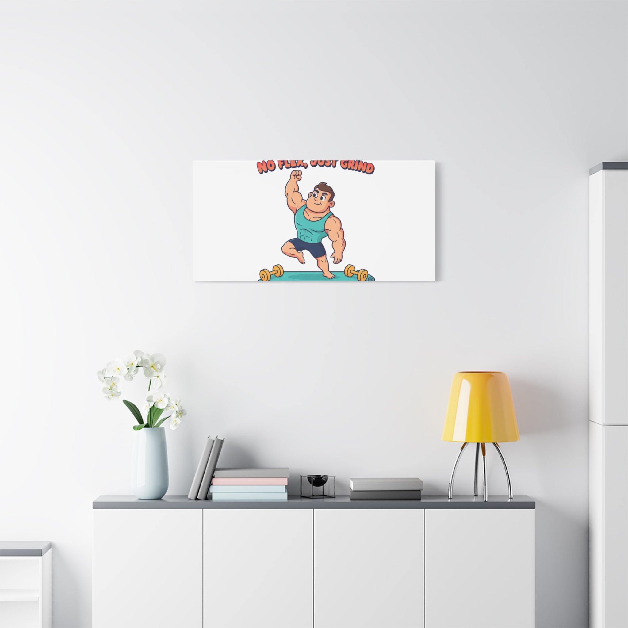 No Flex Just Grind canvas, Gymtimidation humor wall art | start small fitness décor