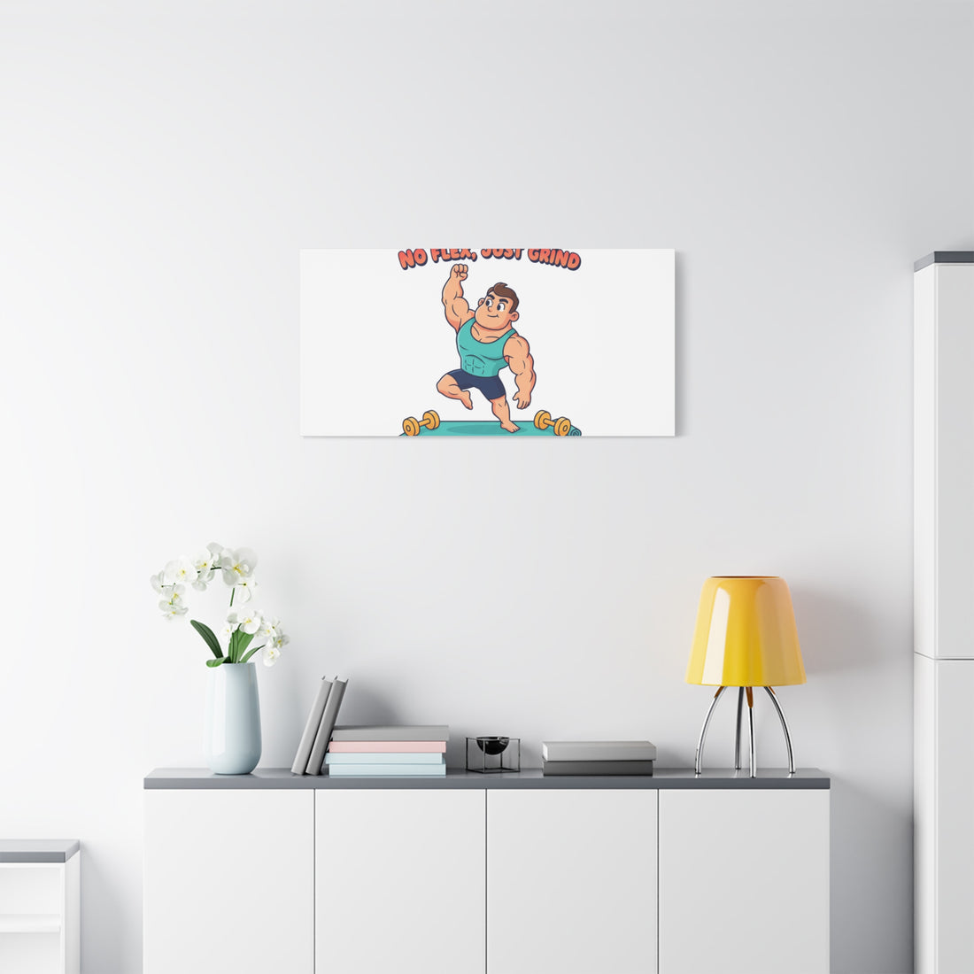 No Flex Just Grind canvas, Gymtimidation humor wall art | start small fitness décor