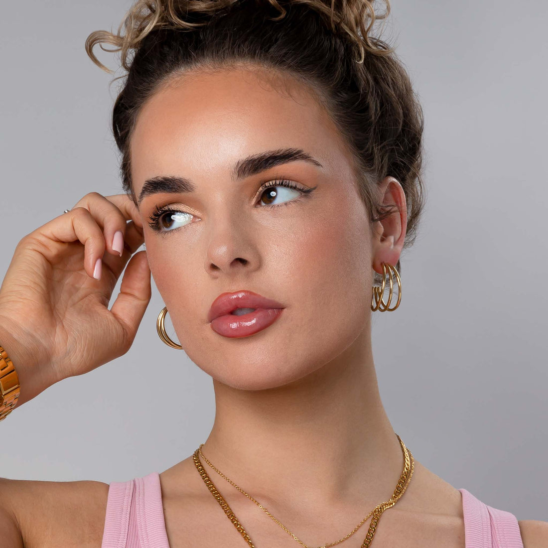 Multilayer earring gold