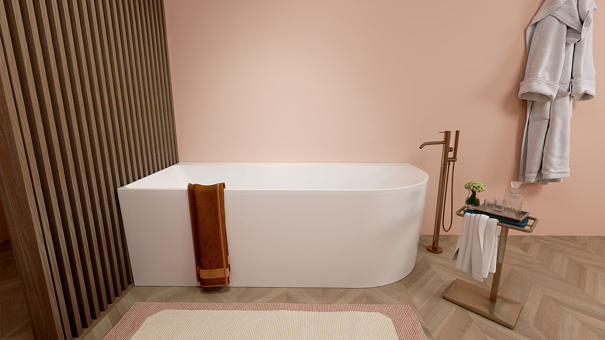 Zenn hoekbad links 180 x 80 cm acryl mat wit met waste mat wit