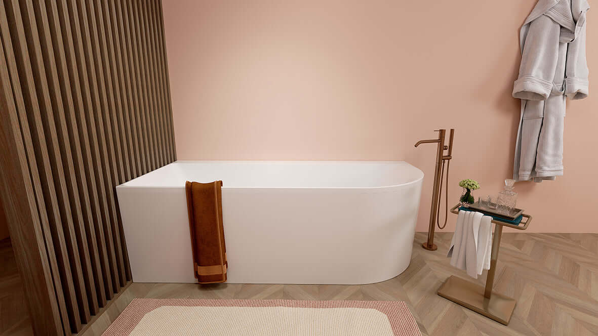 Zenn Hoekbad Wiesbaden Links 180X80 Cm met Afvoer in Mat Wit