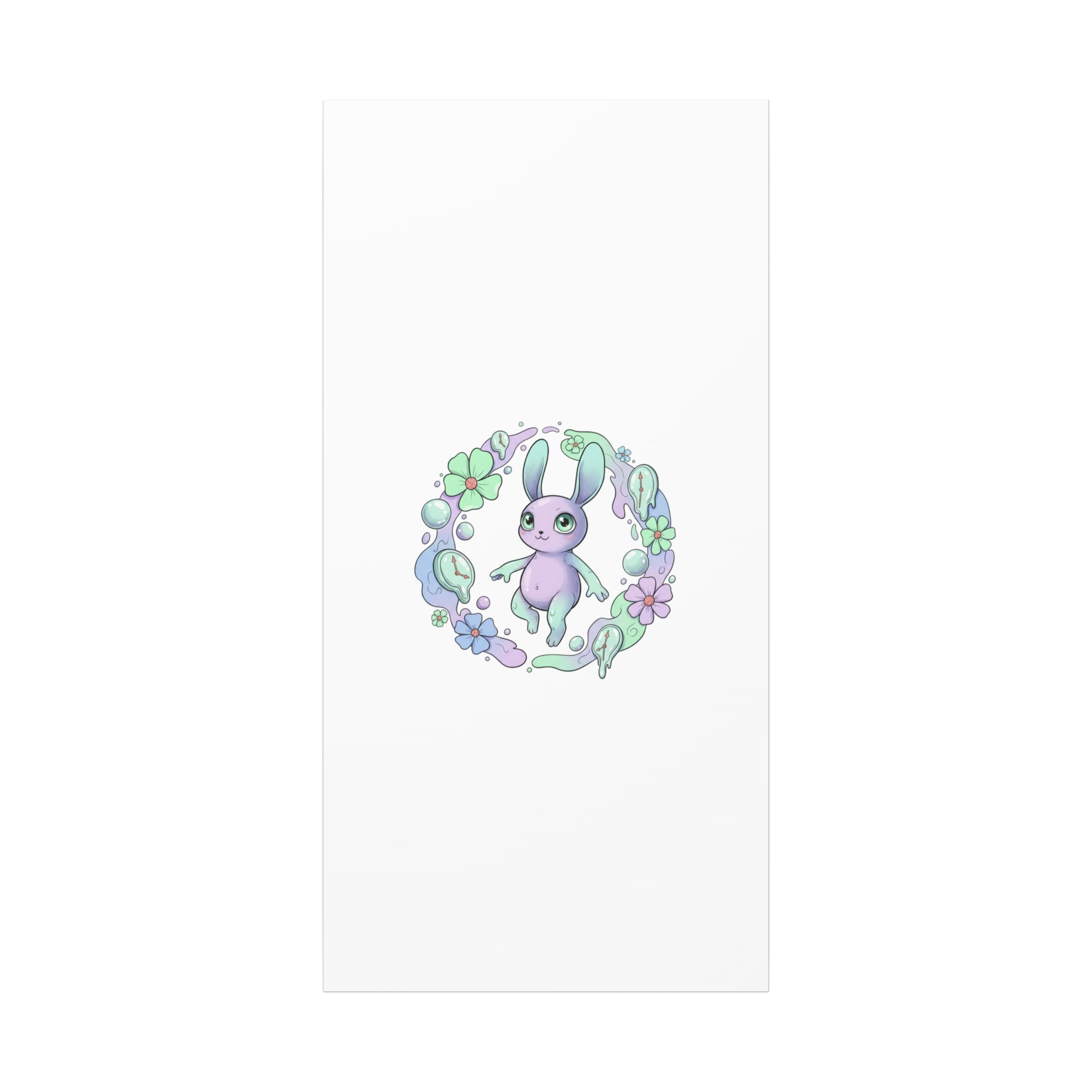 Micro-Surreal Bunny Wreath Canvas | Weirdcore Micro-Surrealism Art