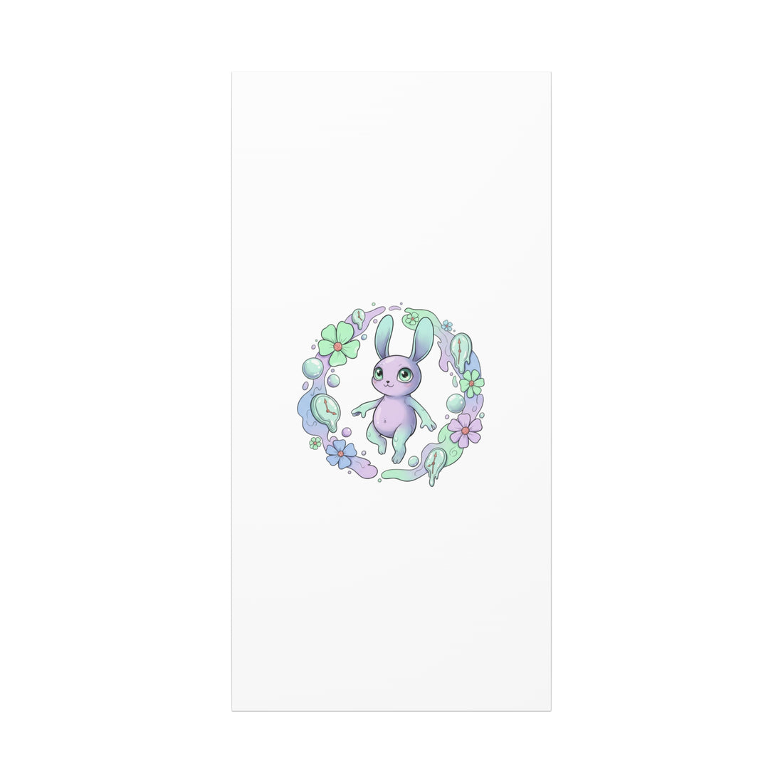 Micro-Surreal Bunny Wreath Canvas | Weirdcore Micro-Surrealism Art