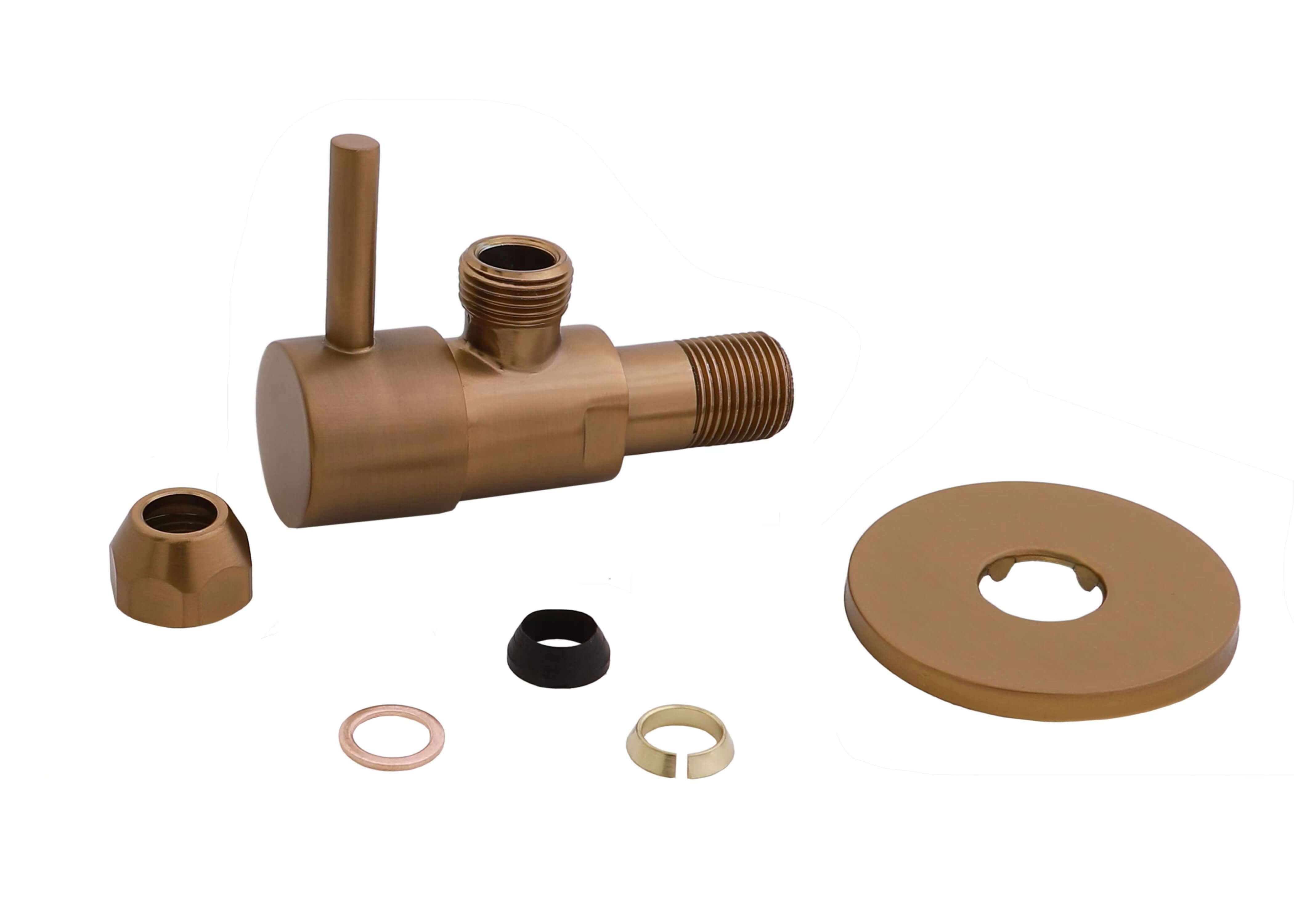 Minimal hoekstopkraan 3/8" x 3/8" of knel 10 mm geborsteld brons koper PVD