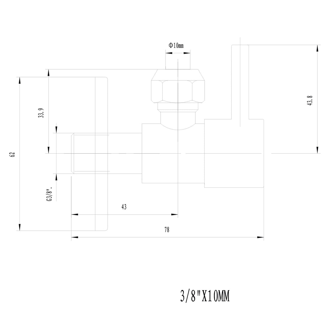 Minimal hoekstopkraan 3/8" x 3/8" of knel 10 mm geborsteld brons koper PVD