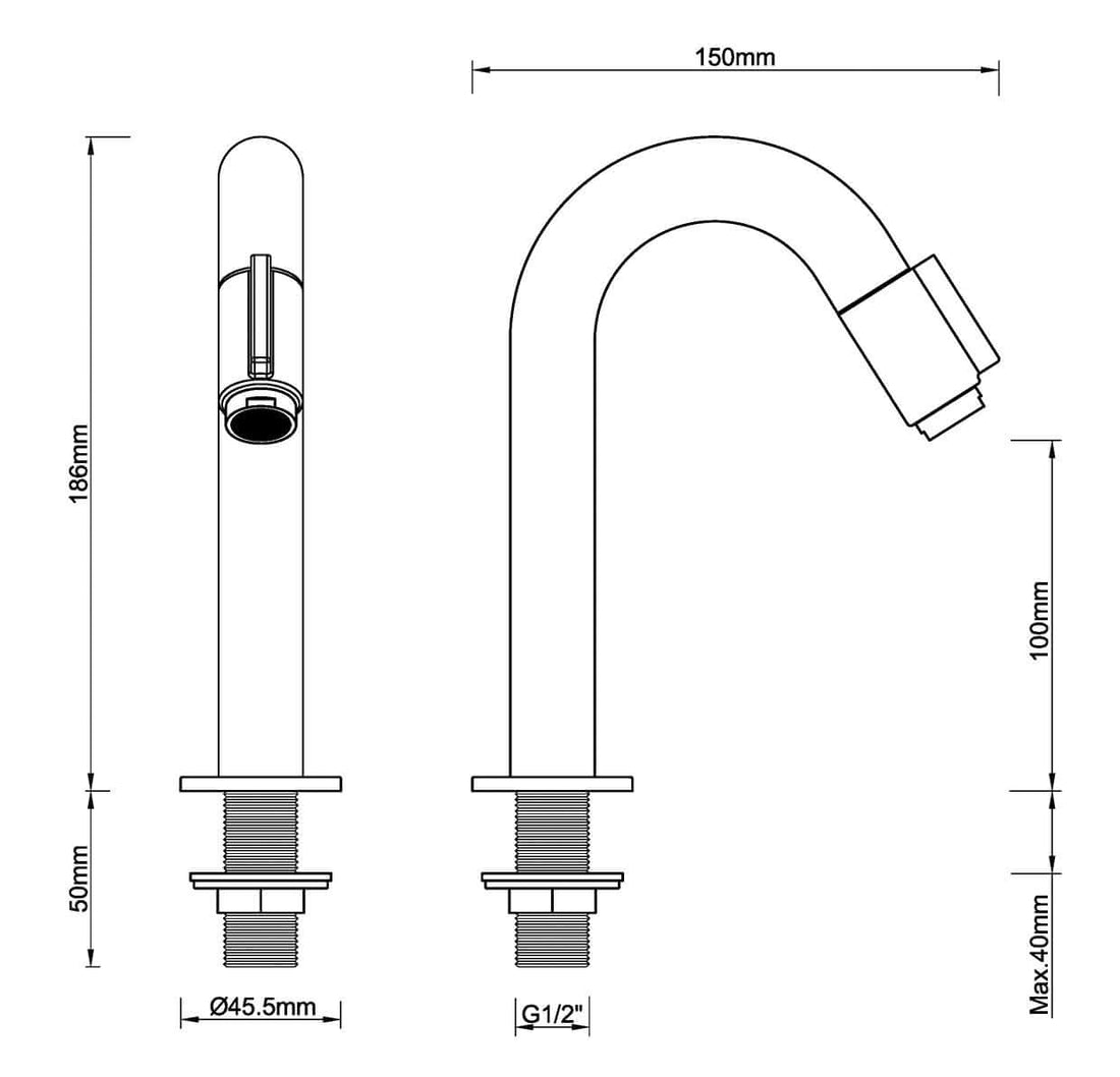 Wiesbaden Victoria Luxe 1/2" Fonteinkraan Gunmetal