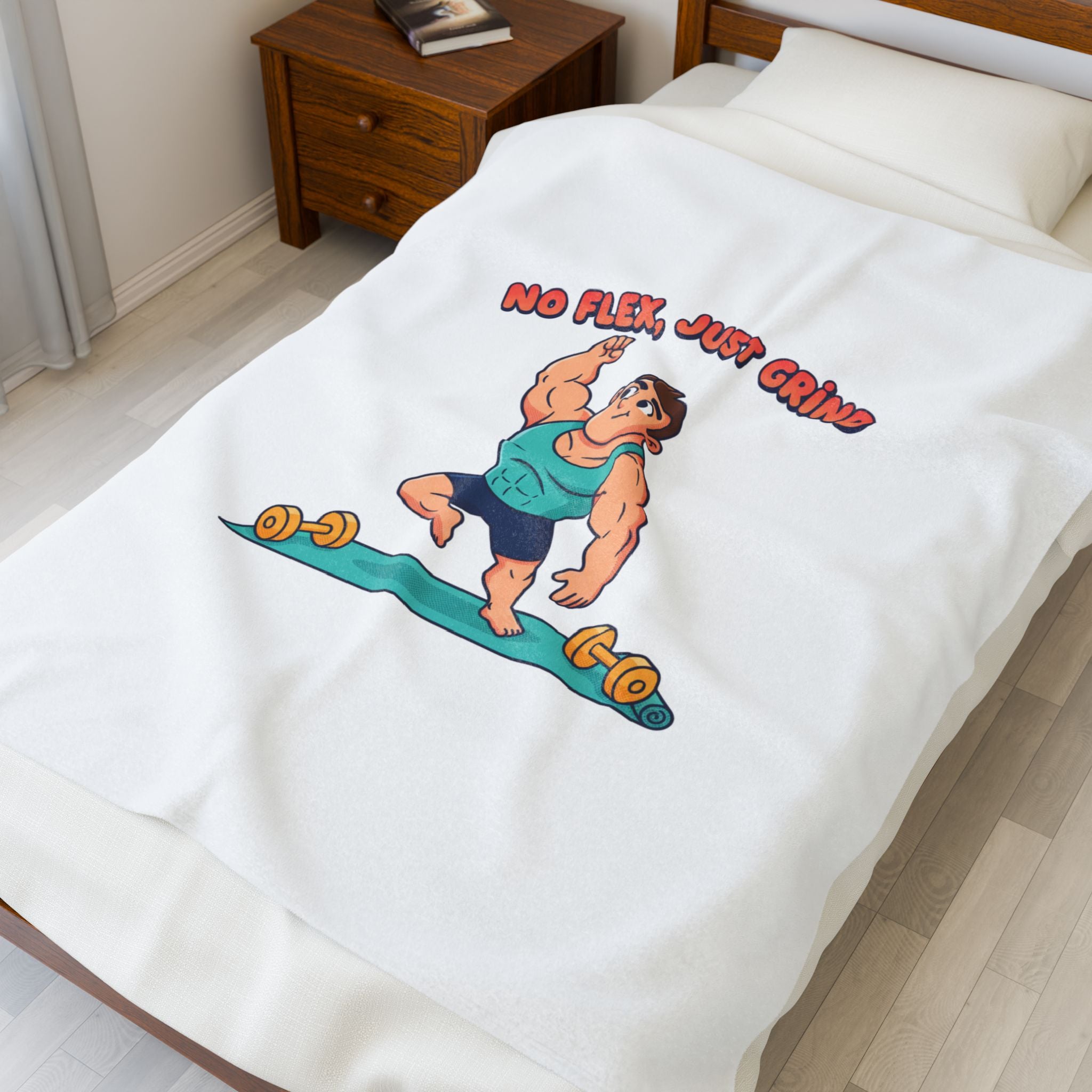 No Flex Just Grind blanket | Velveteen Plush Fitness throw, gymtimidation humor
