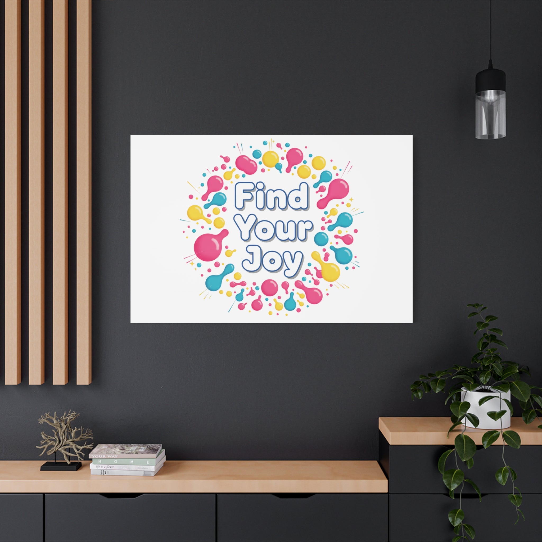 Find Your Joy Canvas | Dopamine Decor, Neon Gradient Squiggle Art