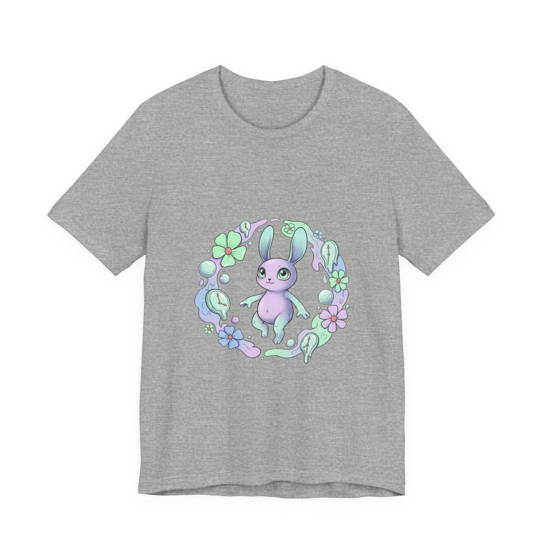 Pastel Bunny Wreath Tee | micro-surrealism, weirdcore graphic