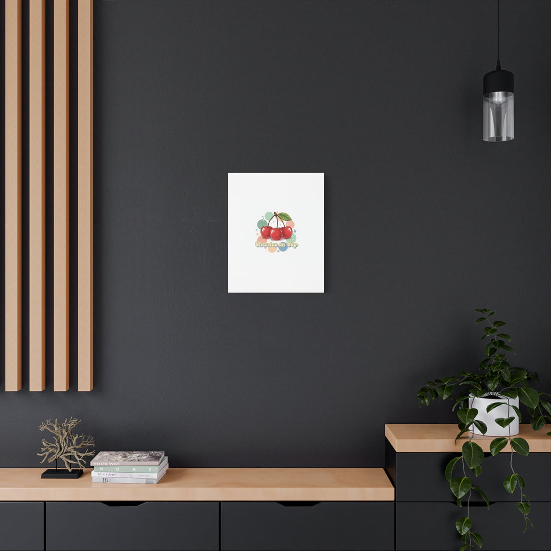 Cherries on Top Canvas | Retro Kawaii Fruit Wall Art