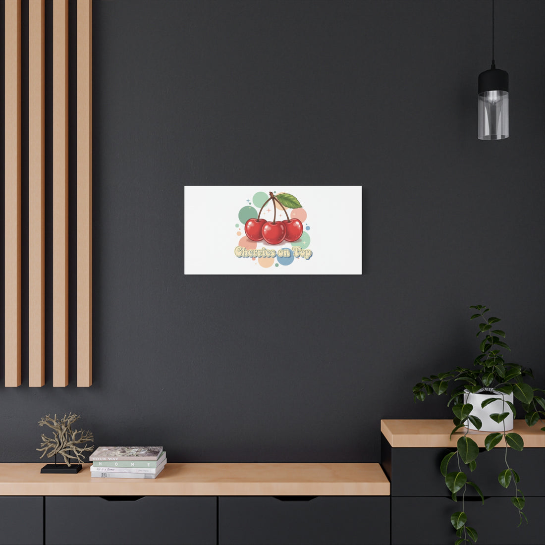 Cherries on Top Canvas | Retro Kawaii Fruit Wall Art