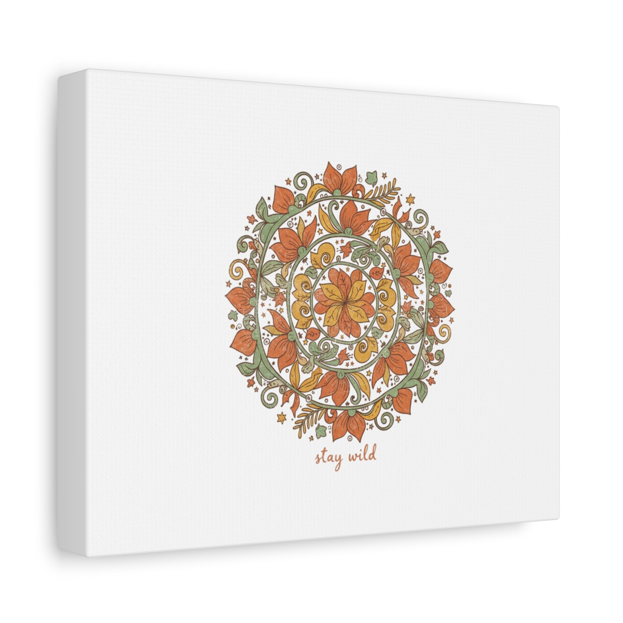 Stay Wild Mandala Canvas, Boho Paisley Wall Art | Artisanal Boho Print