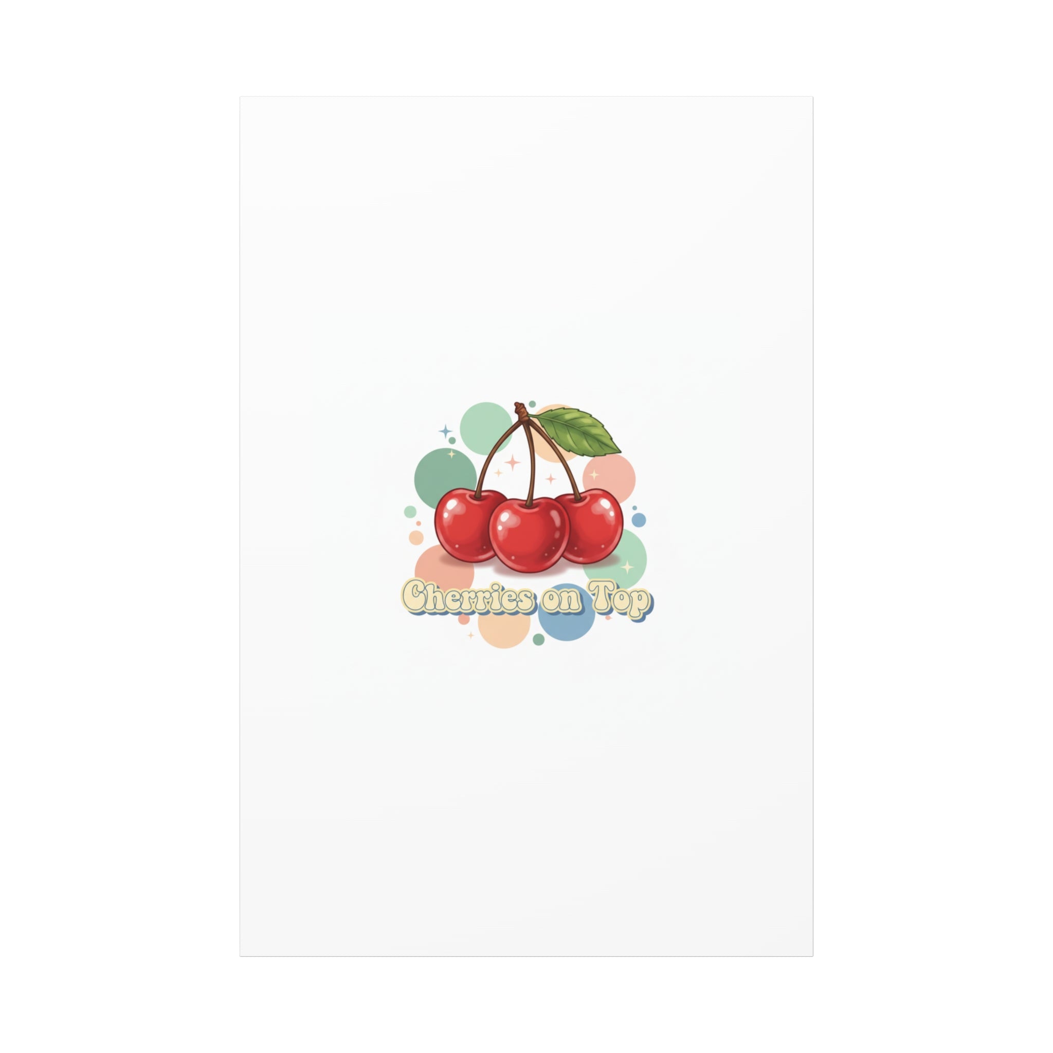 Cherries on Top Canvas | Retro Kawaii Fruit Wall Art