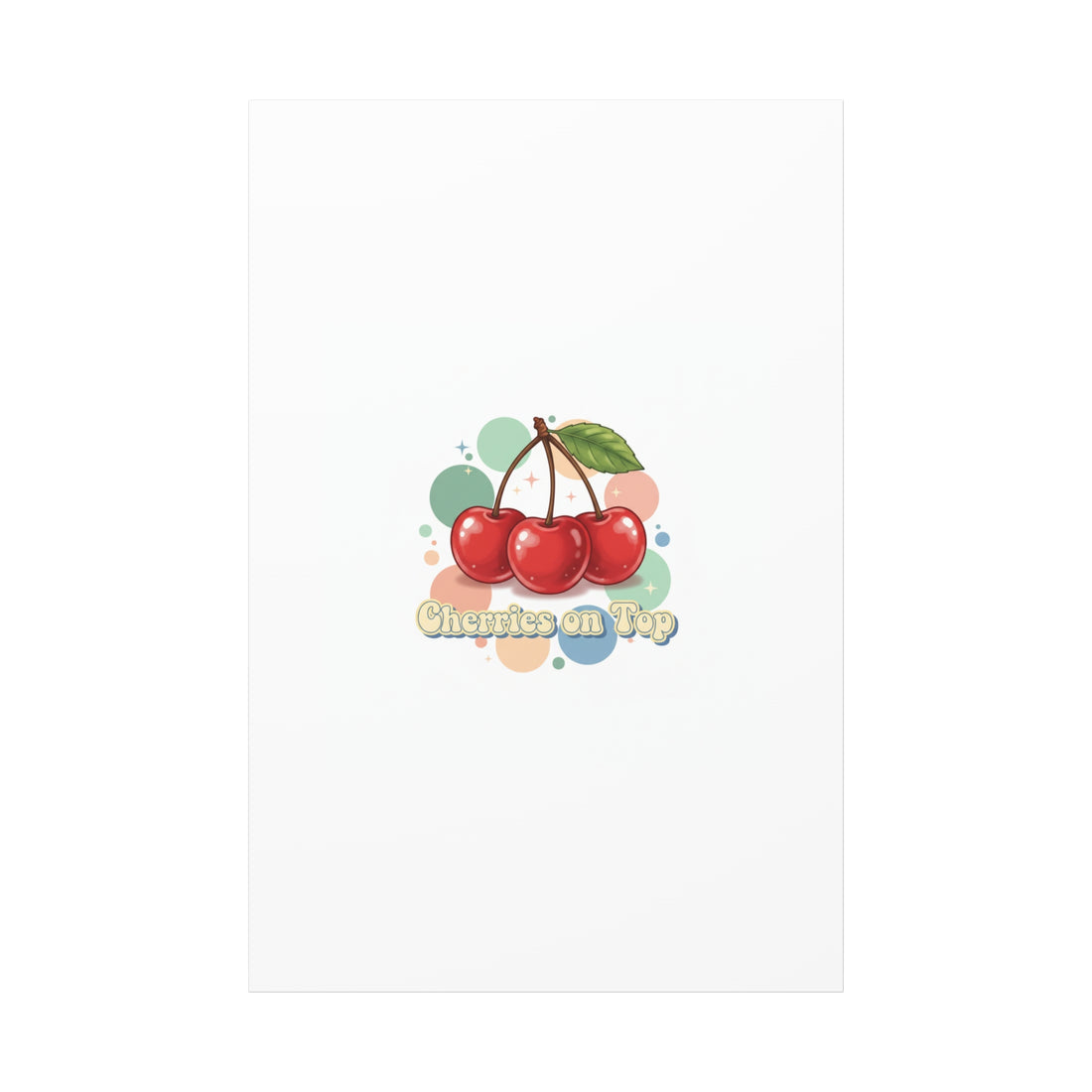 Cherries on Top Canvas | Retro Kawaii Fruit Wall Art