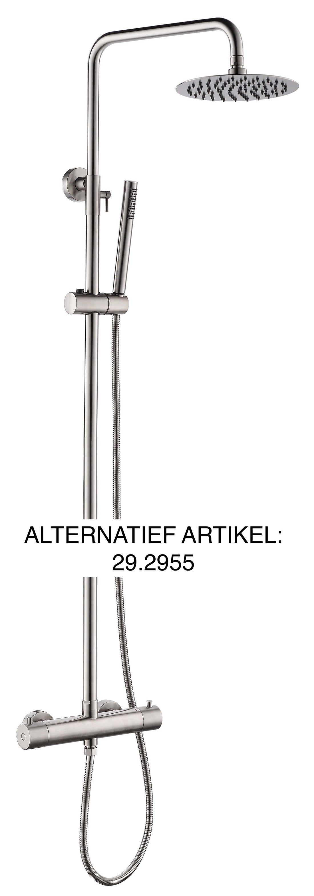 304 thermostatische regendoucheset opbouw geborsteld RVS