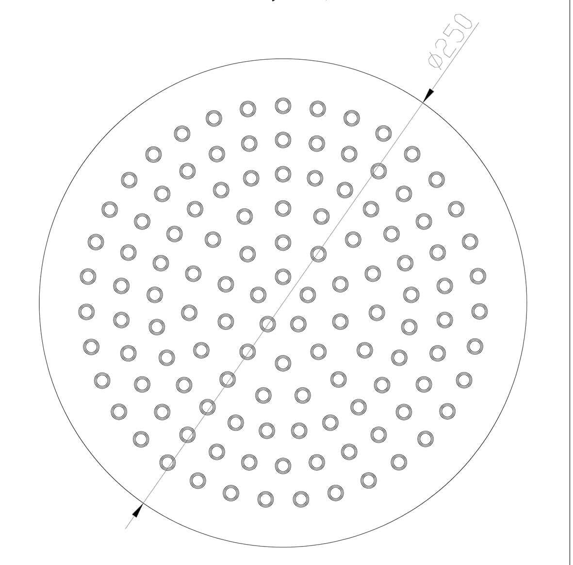 304 hoofddouche rond 25 cm geborsteld RVS