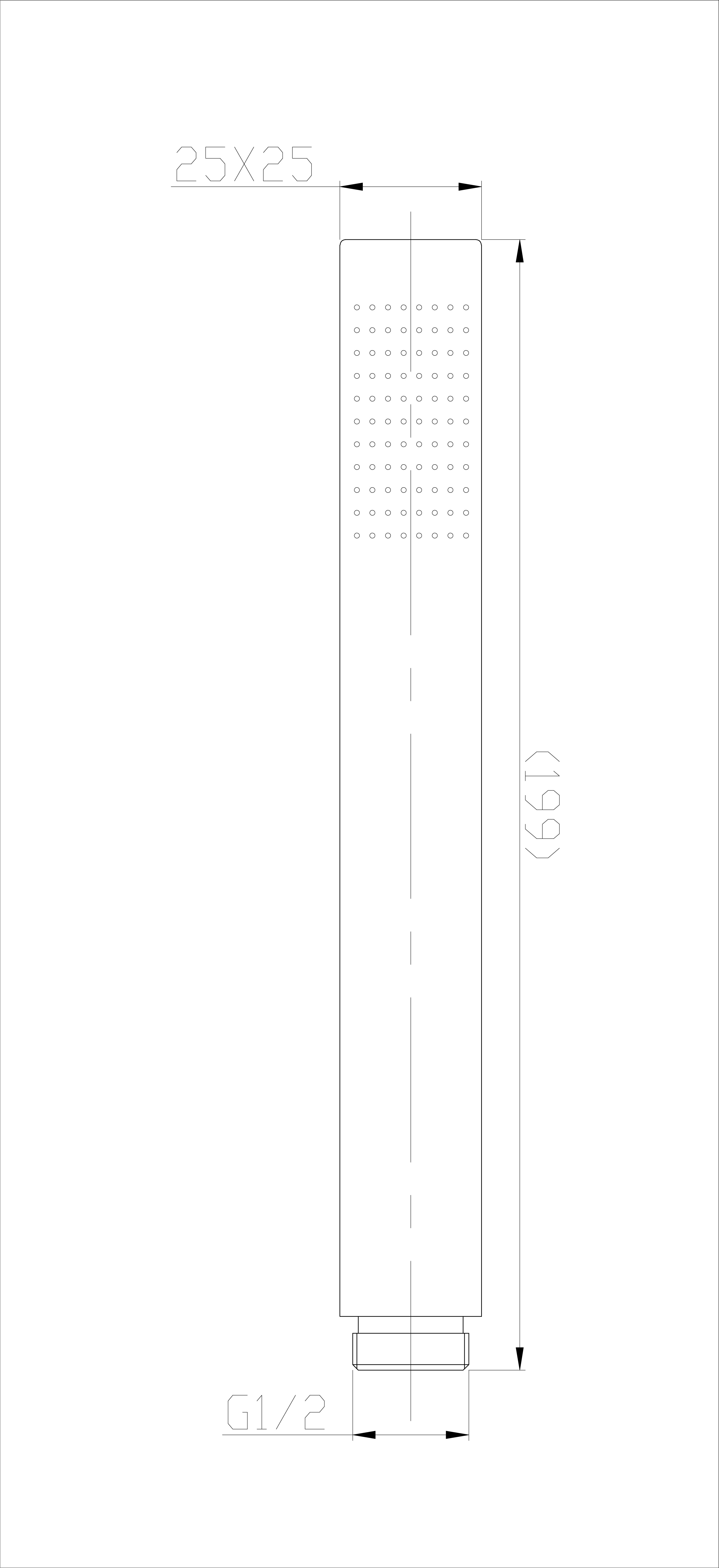 304 staafhanddouche 1 stand vierkant geborsteld RVS