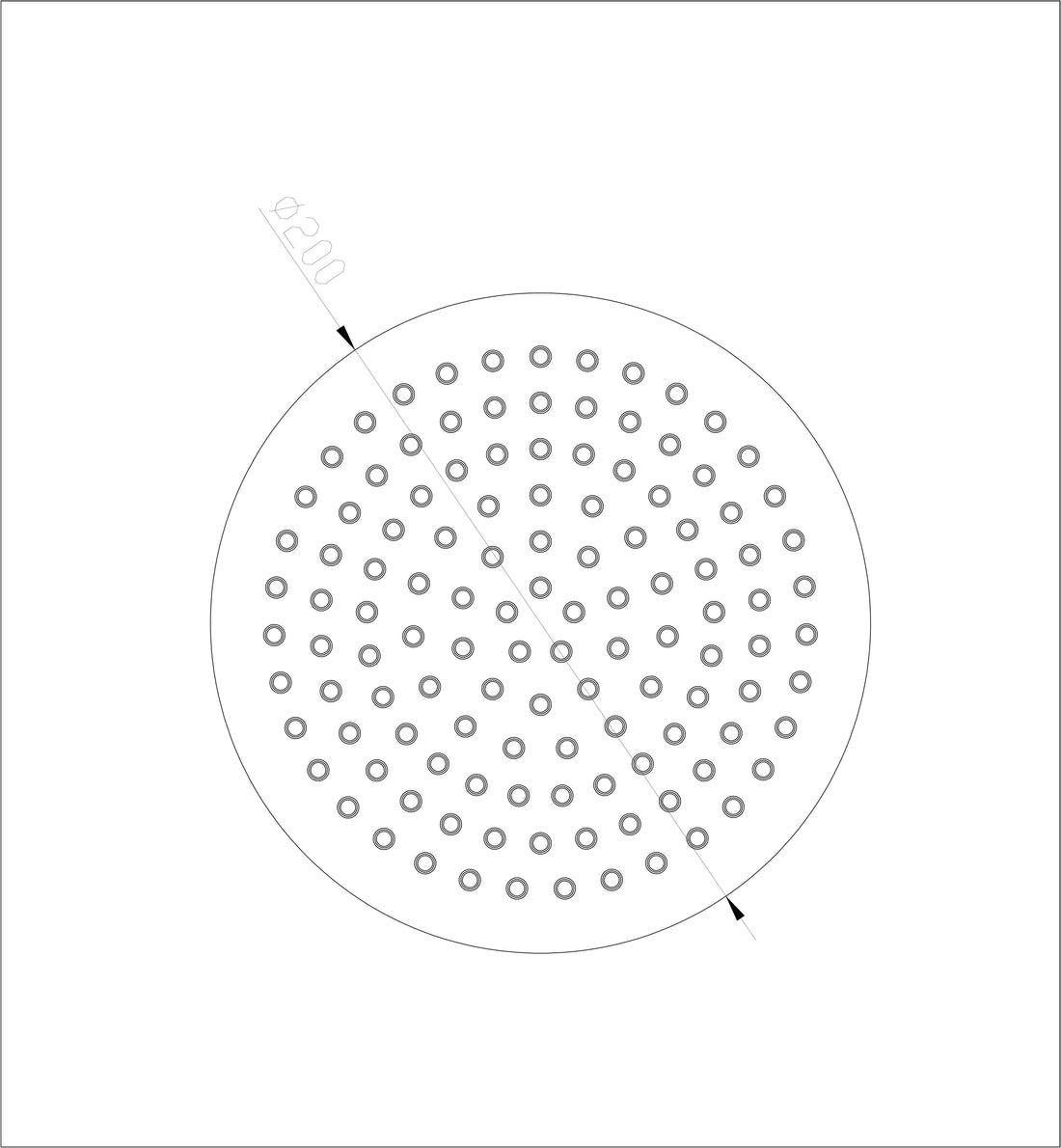 304 hoofddouche rond 20 cm geborsteld RVS