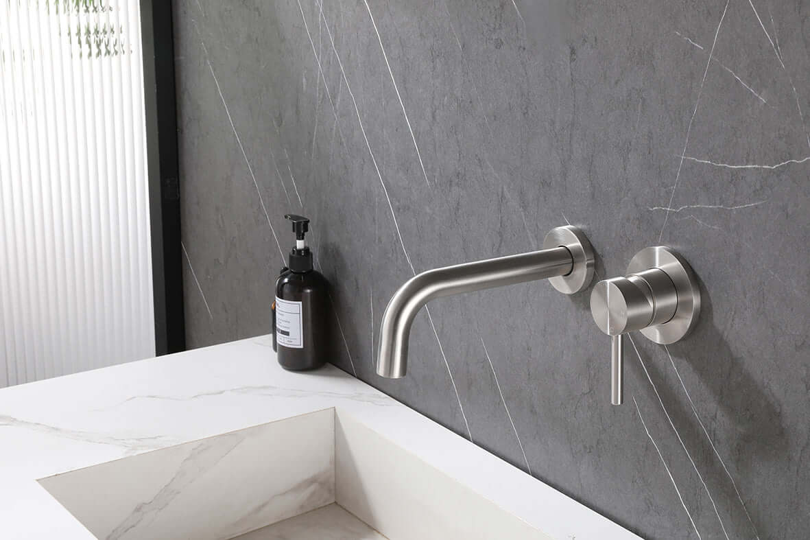 304 wastafelkraan met coldstart inbouw compleet geborsteld RVS