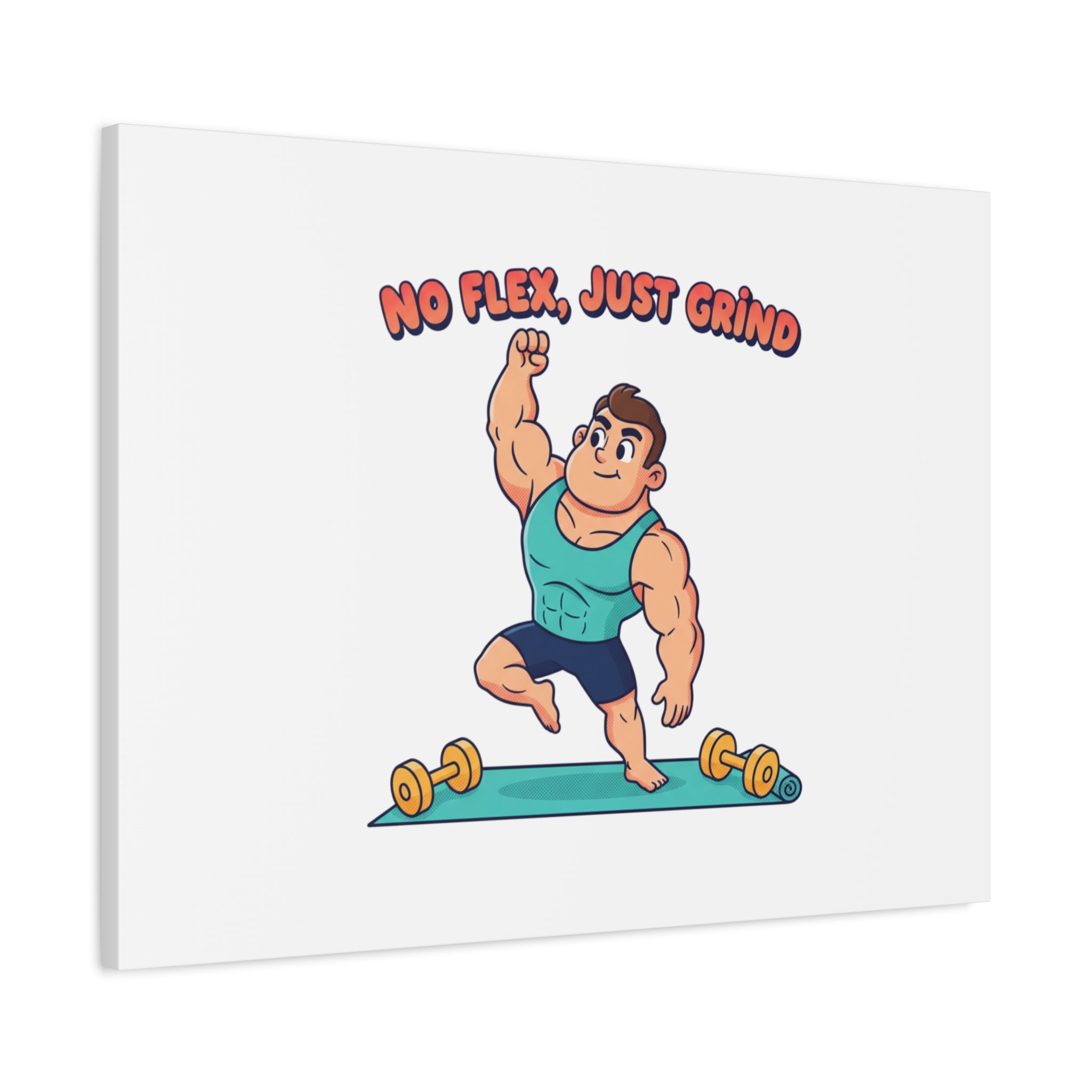 No Flex Just Grind canvas, Gymtimidation humor wall art | start small fitness décor