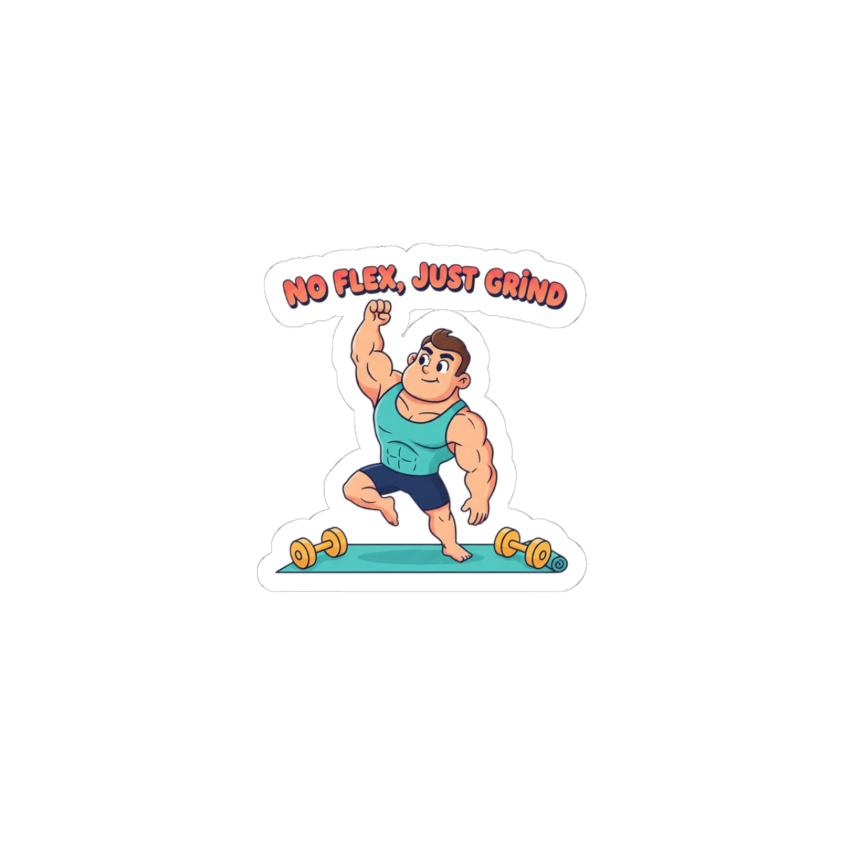 No Flex Just Grind Sticker | Gym Comeback, Tiny Dumbbell Fitness Humor