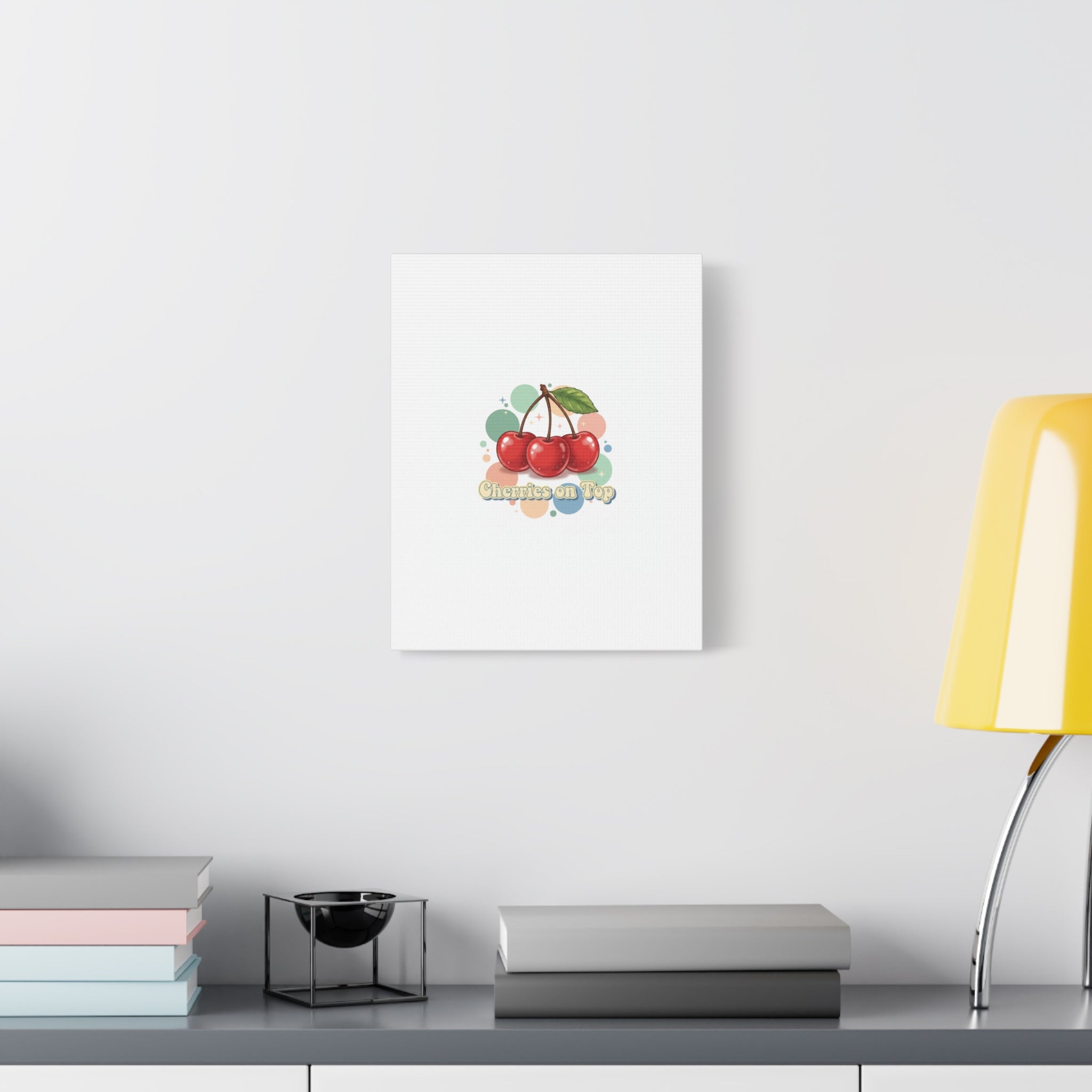 Cherries on Top Canvas | Retro Kawaii Fruit Wall Art