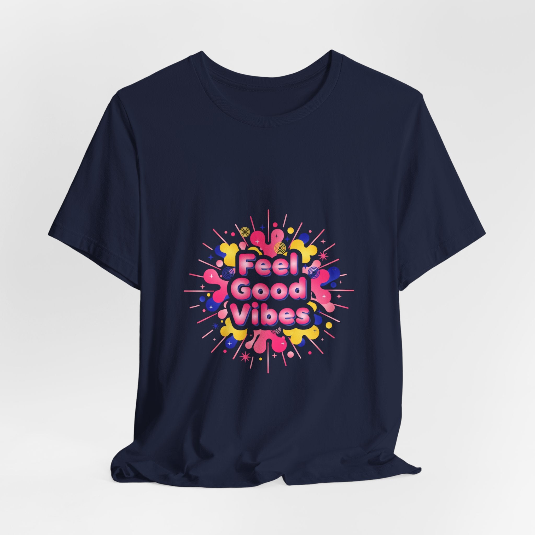 Feel Good Vibes tee | Dopamine Decor neon gradient squiggle art
