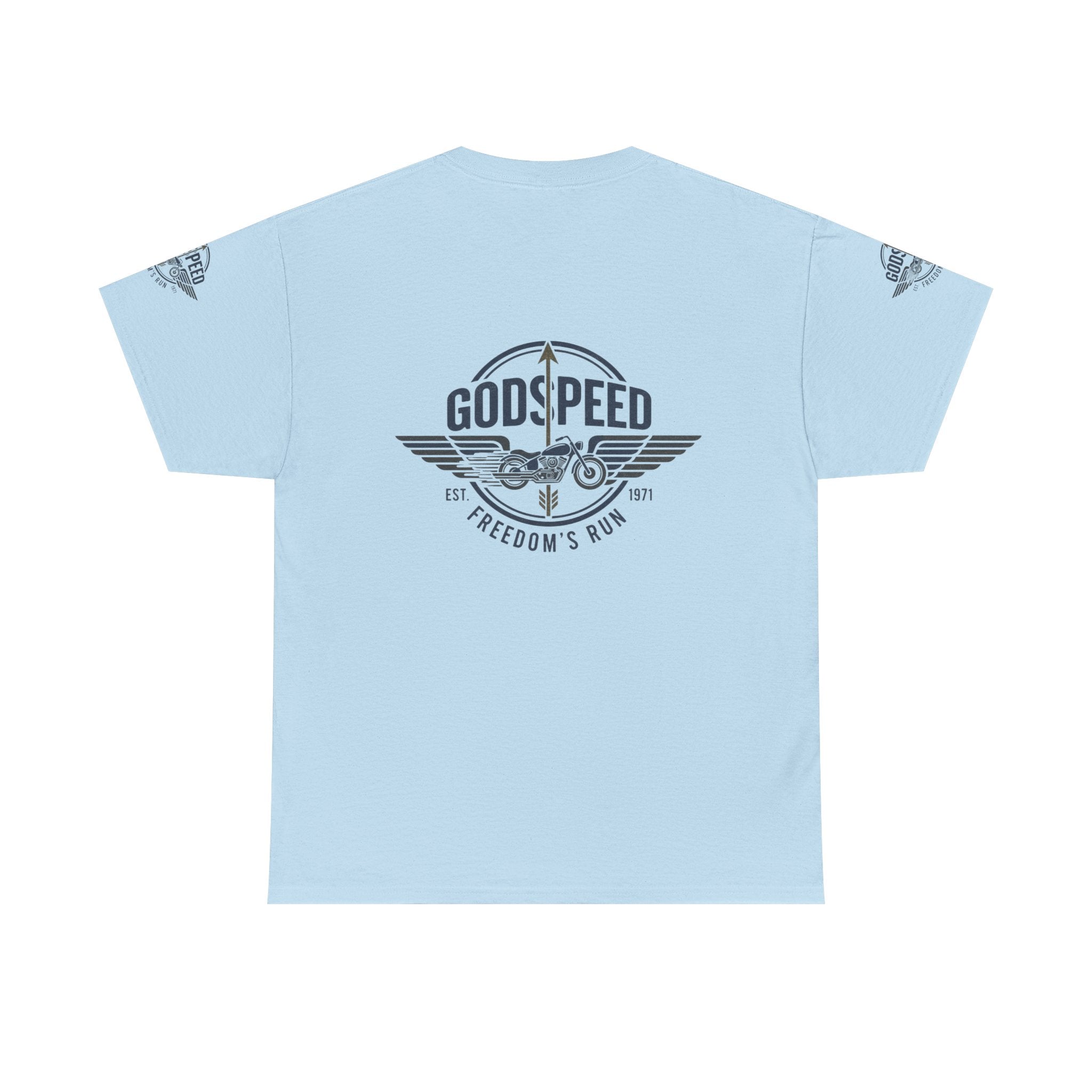 Godspeed Freedom Run Unisex Heavy Cotton Tee, Classic Graphic T-Shirt, Casual Wear, Gift for Runners, Vintage Style Apparel - Goat Corp