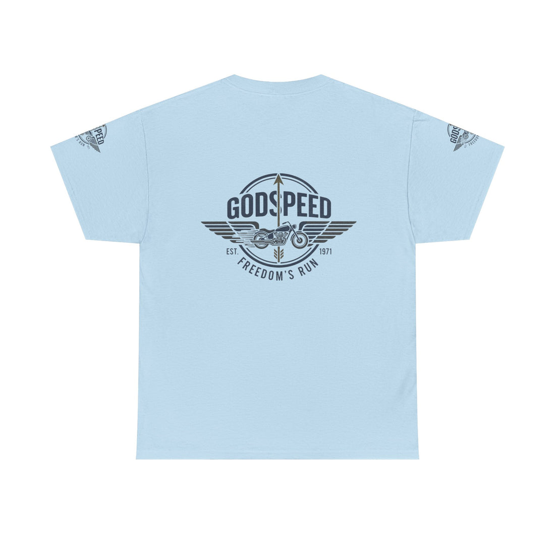 Godspeed Freedom Run Unisex Heavy Cotton Tee, Classic Graphic T-Shirt, Casual Wear, Gift for Runners, Vintage Style Apparel - Goat Corp